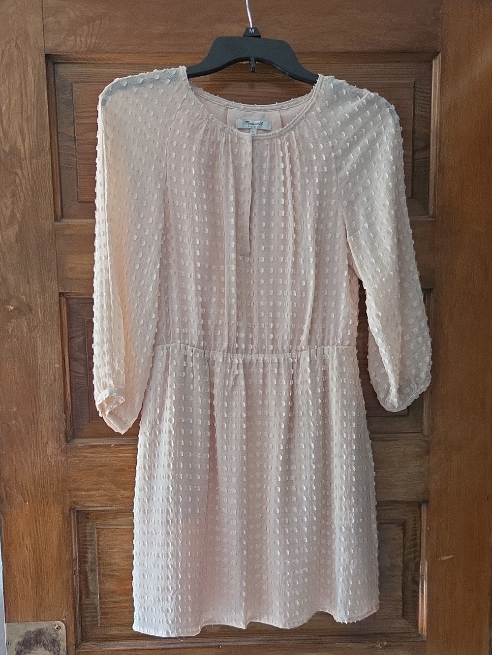 Madewell Swiss dot pink mini dress 2